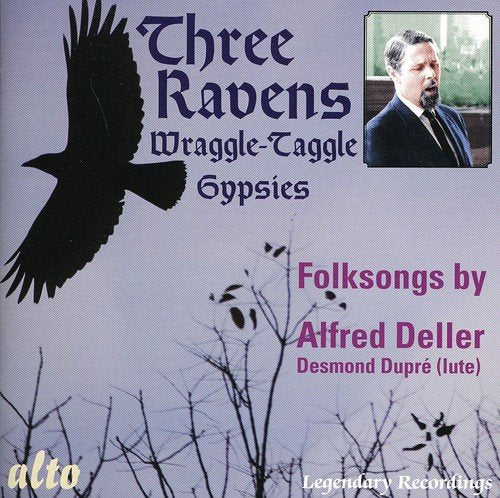 CD cover for Alfred Deller’s “Three Ravens” featuring a raven silhouette.