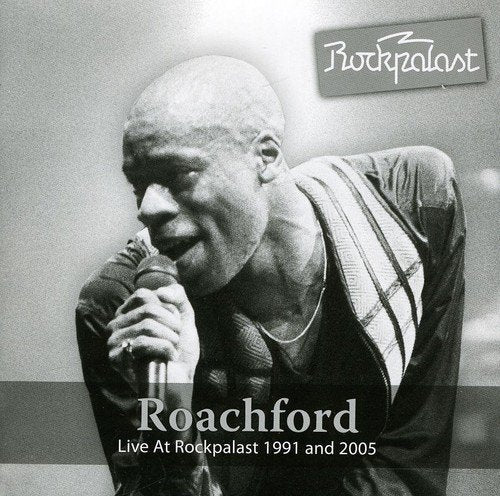 Black and white CD cover featuring a man holding a microphone, with text overlay.