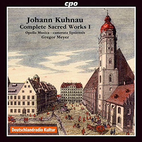 CD cover: Baroque church illustration, titled "Johann Kuhnau: Complete Sacred Works.