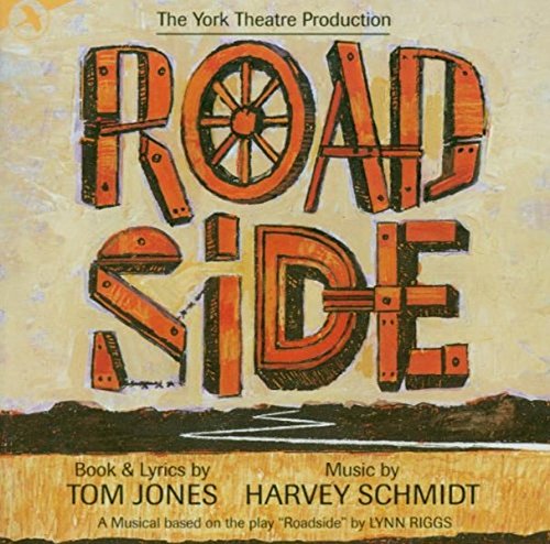 CD cover for "Roadside" musical, featuring rustic orange lettering and a wheel.