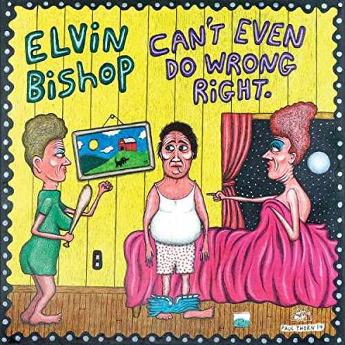 "Album cover art featuring cartoon of man with two women, humorous scene."