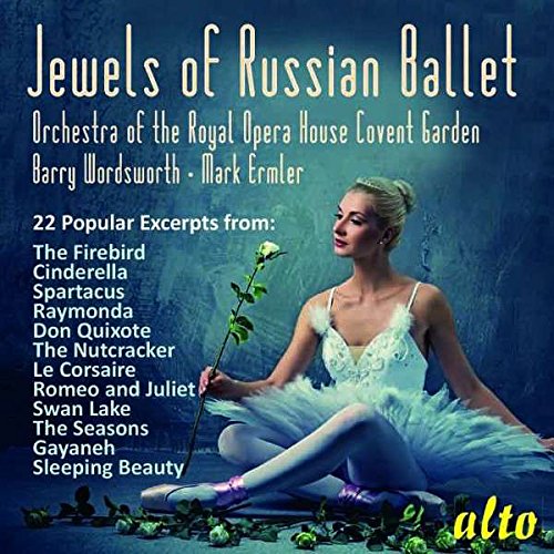 CD cover: Ballerina in white tutu with a single red rose.