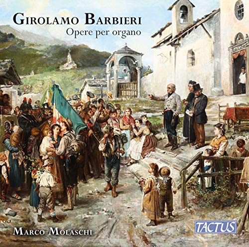 CD cover featuring a 19th-century village scene with people gathered outside a church.