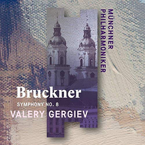 Bruckner Symphony No. 8 CD cover with church image and text overlay.