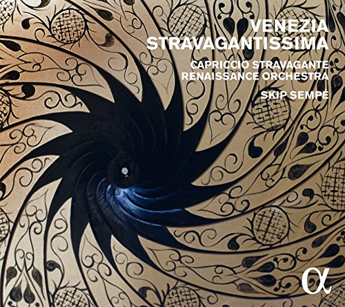 CD cover with swirling black and gold design, text “Venezia Stravagantissima”.