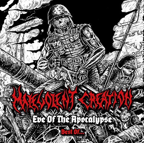 Black and white album cover depicting a skeletal soldier in a war scene.