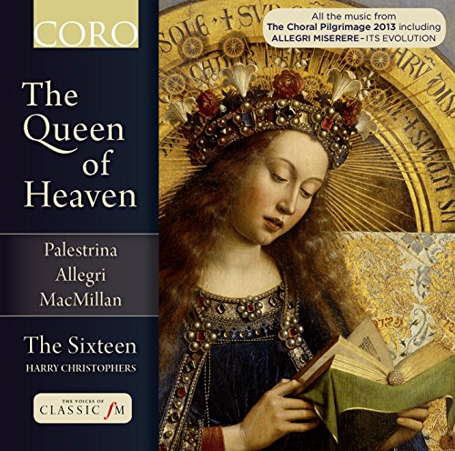 "CD cover featuring a Renaissance-style image of the Virgin Mary with crown and book."