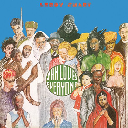 "Album cover with diverse group of people and 'Jah Loves Everyone' text."