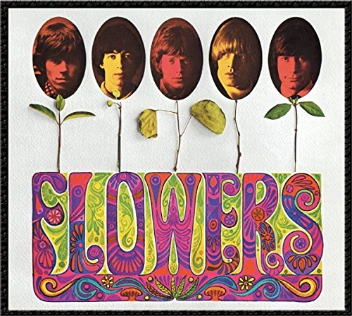 The Rolling Stones' "Flowers" album cover featuring band members' faces on flower buds.