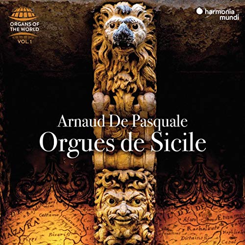 CD cover featuring carved lion and face details, with text overlay.