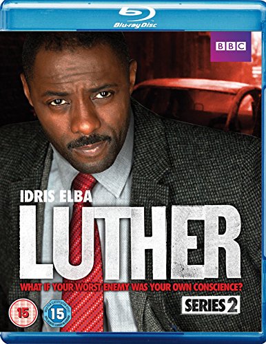 "Luther Series 2 Blu-ray case featuring Idris Elba in a suit and red tie."