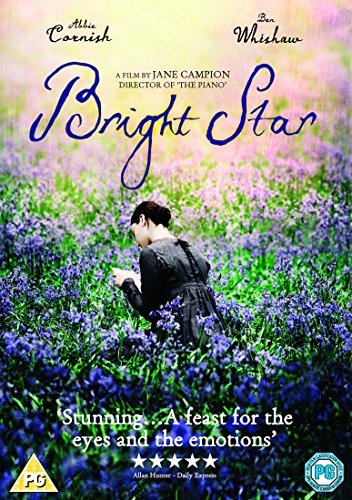 Bright Star" DVD cover featuring a woman in a field of bluebells.