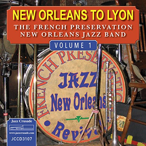 "Album cover with drum and title 'New Orleans to Lyon' in yellow and white text."