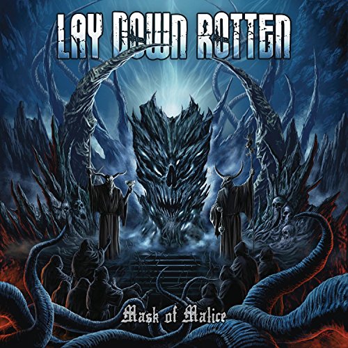 "Album cover art featuring a dark, gothic scene with a large, menacing creature."