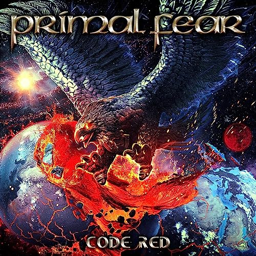 Album cover: Primal Fear “Code Red” featuring an eagle and fiery planet.
