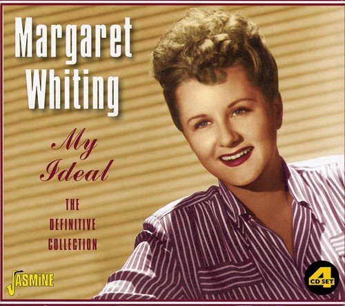 "CD cover featuring a vintage portrait of Margaret Whiting in a striped shirt."