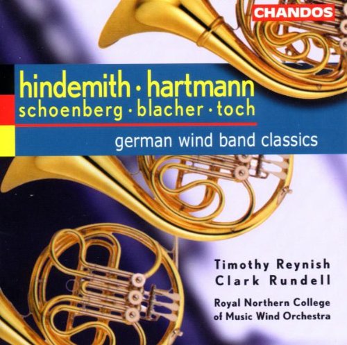 "CD cover featuring French horns and text 'German Wind Band Classics'."