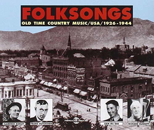 CD cover for “Folksongs,” featuring a vintage townscape and portraits.