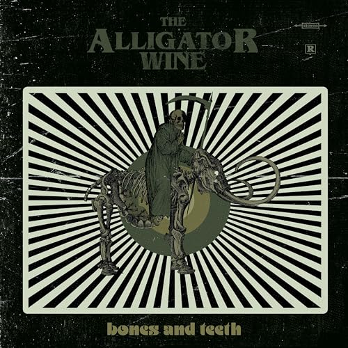 CD cover: skeletal elephant with grim reaper, striped background.
