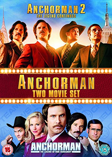 Anchorman" two-movie Blu-ray box set cover featuring Will Ferrell and cast.