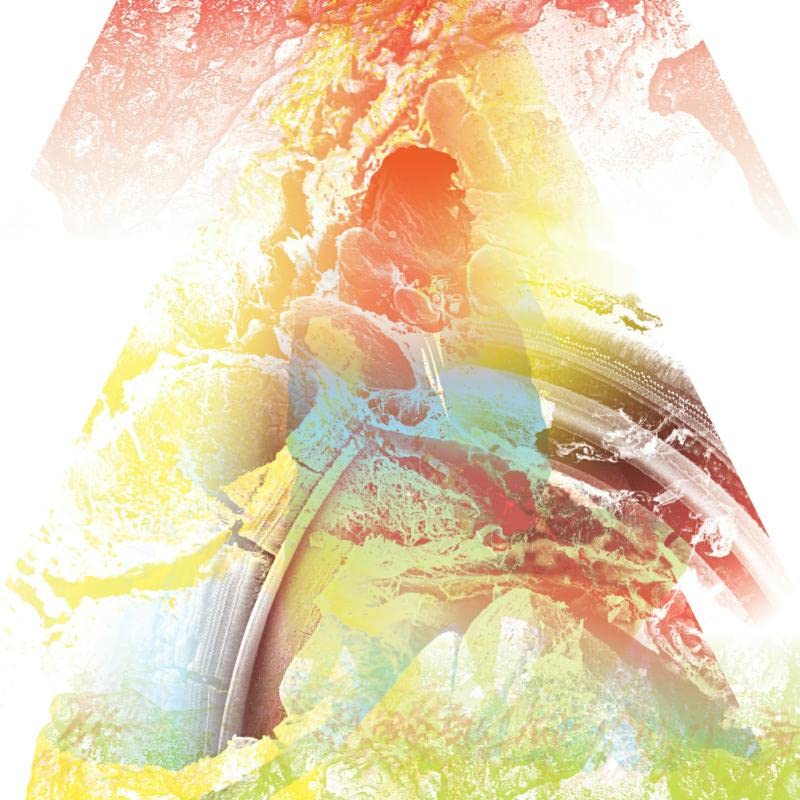 Abstract album cover with a silhouetted figure in warm, blended colors.