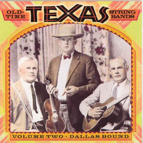 "CD cover with three men in suits holding string instruments, yellow and orange background."