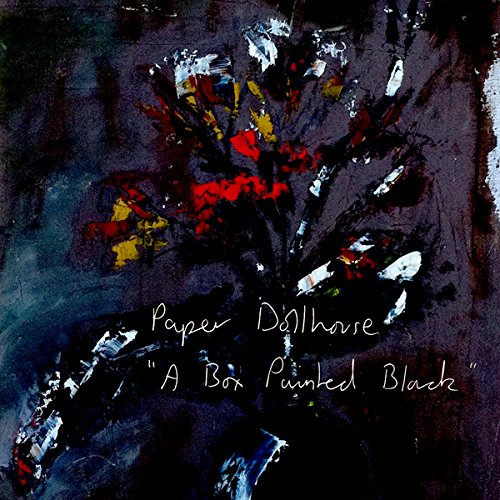 "Album cover with abstract black, red, and white paint splatters and handwritten text."