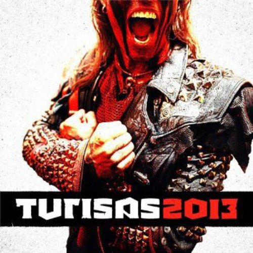 "Album cover with a screaming man in medieval armor, text 'Turisas2013' below."