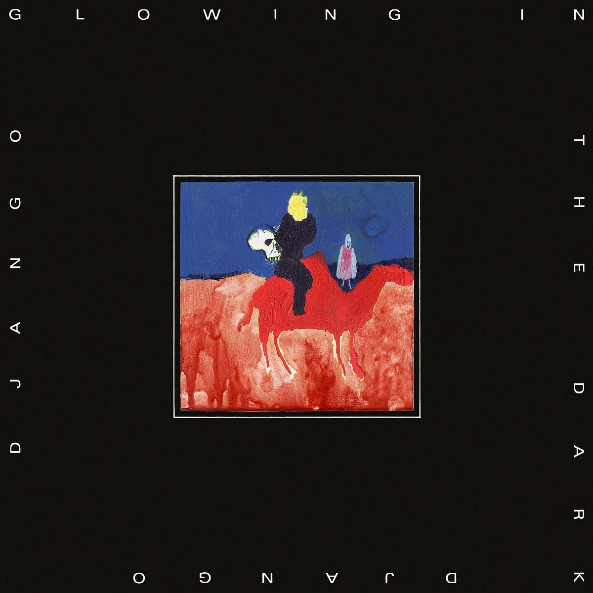 "Album cover with abstract illustration on black background, featuring text 'Glowing in the Dark'."