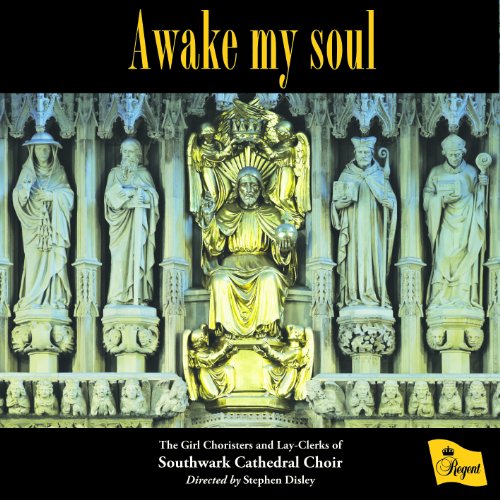 "CD cover featuring a golden Jesus statue surrounded by other statues on a cathedral facade."