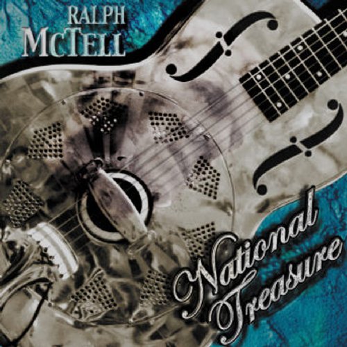 "Album cover featuring a silver resonator guitar against a blue textured background."