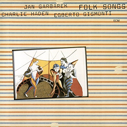 Album cover with striped background, illustration of four dancing figures in a frame.