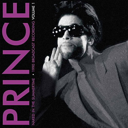 "Prince album cover with black and white photo of Prince and purple text."