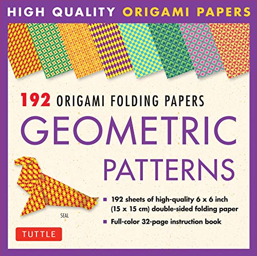 Geometric Patterns - 192 Origami Folding Papers in a Box: 10 Different Patterns of 6 Inch (15 cm) High-Quality Double-Sided Origami Paper (includes Instructions for 4 Projects)