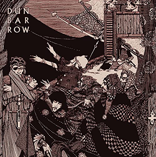 Intricate, darkly-toned illustration of figures in a chaotic, crowded scene.