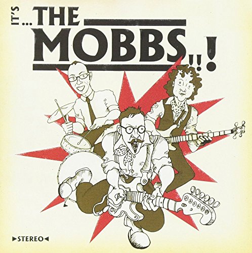 "Album cover featuring cartoon musicians playing instruments, surrounded by red starburst on beige background."