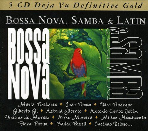 "CD cover with parrot on branch, surrounded by leaves, on a black background."