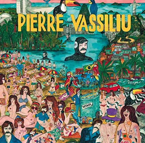 Vinyl album cover with colorful, whimsical illustration and artist name "Pierre Vassiliu" in yellow.