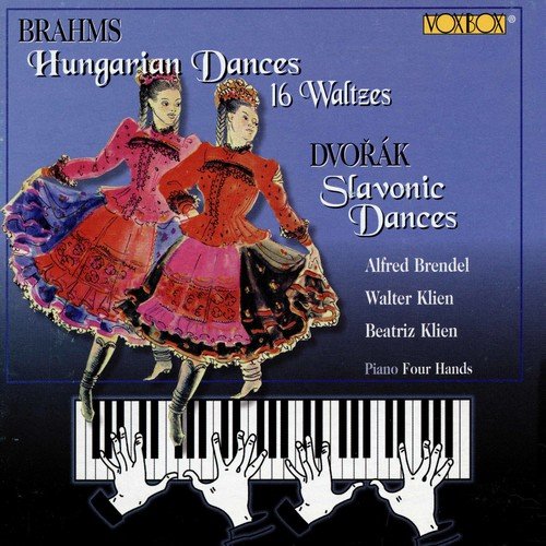 CD cover featuring two women dancing above a piano keyboard on a blue background.