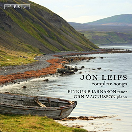 CD cover: coastal landscape with a small boat and text “Jón Leifs”.