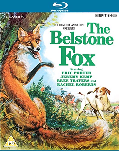 Blu-ray cover for "The Belstone Fox" featuring a painted fox and hunters.