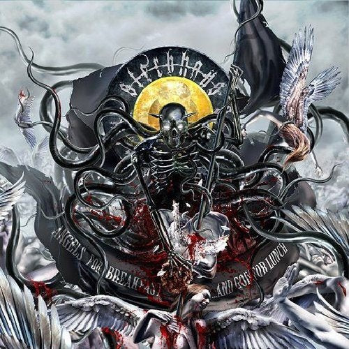 "CD cover art: skeletal figure surrounded by angels and dark, twisted tentacles."