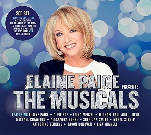Compact disc with a silver and black cover, featuring Elaine Paige's image and musical notes.