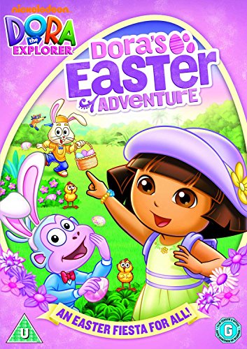 "Dora the Explorer DVD cover featuring Dora and characters in a floral Easter scene."