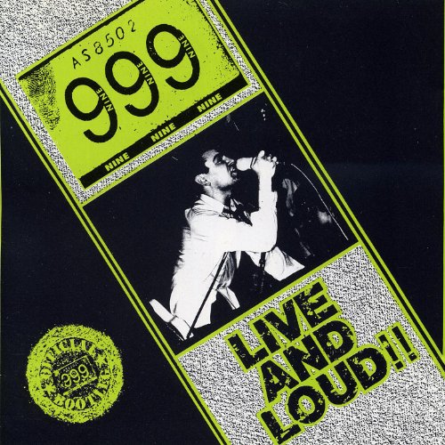 CD cover for 999’s “Live and Loud” featuring a band portrait.