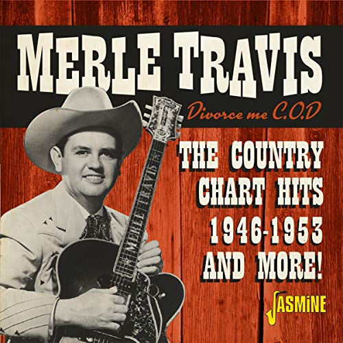 Merle Travis album cover featuring a man in a cowboy hat holding a guitar.