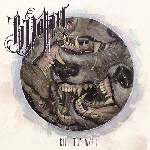 Album cover art featuring a circular illustration of multiple wolf heads with sharp teeth.