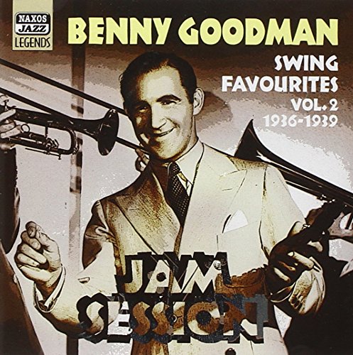 Benny Goodman album cover with a man holding a clarinet, smiling, in a suit.