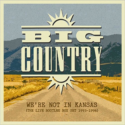 "Album cover with 'Big Country' text, sun symbols, and a rural landscape background."
