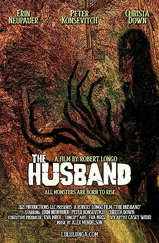 Blu-ray cover for "The Husband" featuring a monstrous figure in dark woods.